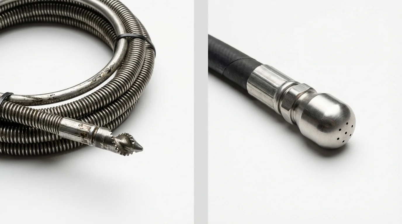 Drain snake cable and hydro jetting nozzle used for drain cleaning in Chelsea, OK