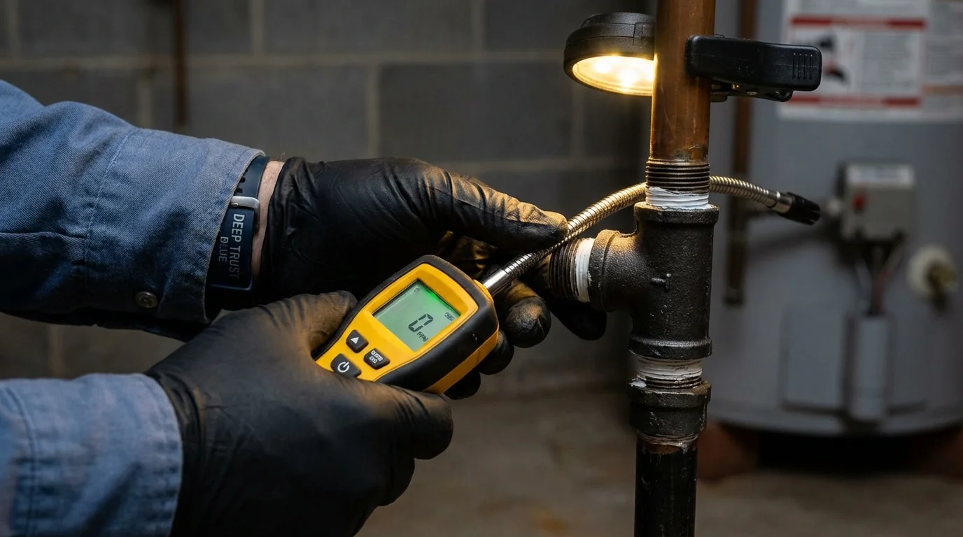 Gas leak detection with electronic sniffer by Johns Plumbing LLC in Chelsea